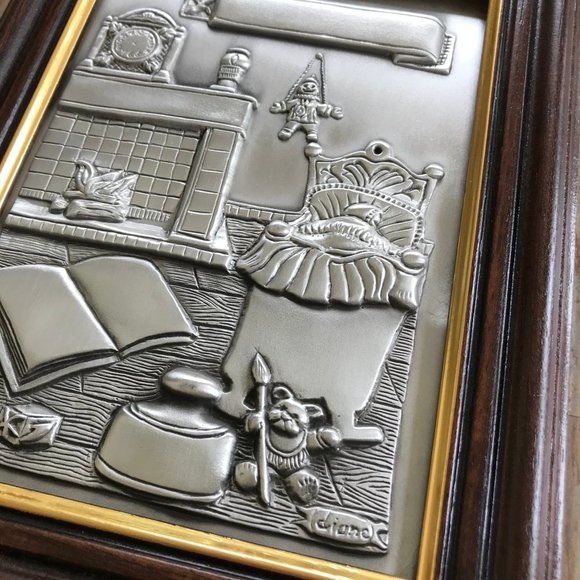 New Engravable Pewter Framed Baby Birth Announcement Wall Hanging 7x9" - Picture 2 of 6